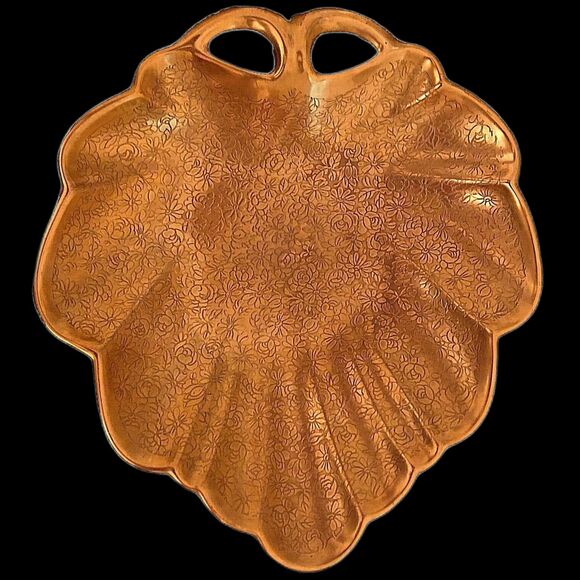 PICKARD China 24K Gold Candy Dish Vintage Rose Daisy Pattern Handle Leaf Trinket - Picture 1 of 7